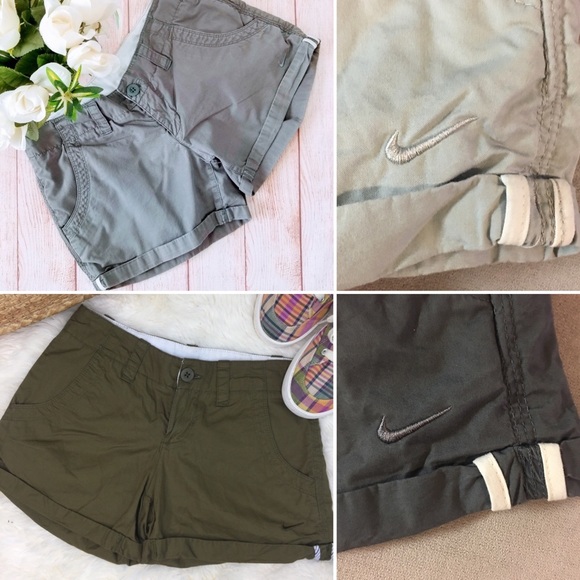 khaki nike cotton shorts womens